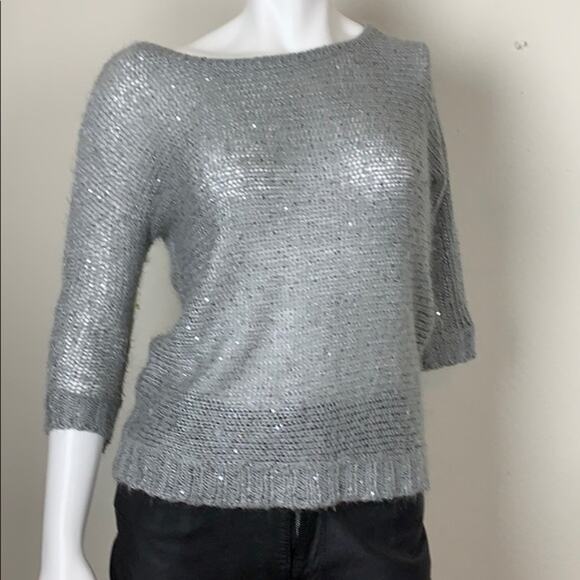 Pink Rose - light weight sweater - Silver with sequins sz S - Picture 2 of 6